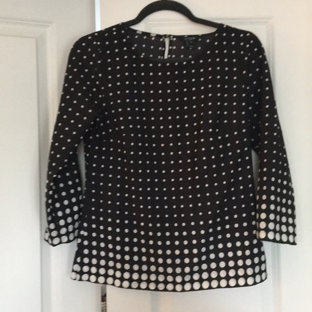 J Crew Black and white polka dot blouse